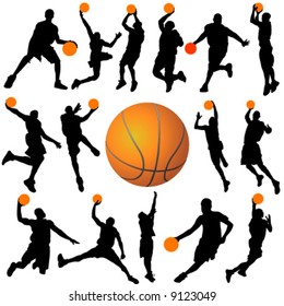 basketball player and ball vector