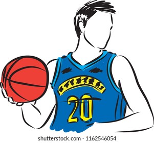basketball player with ball vector illustration
