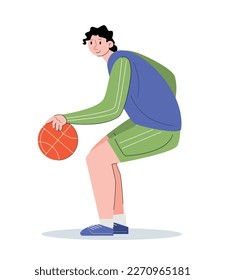 basketball player with ball vector illustration