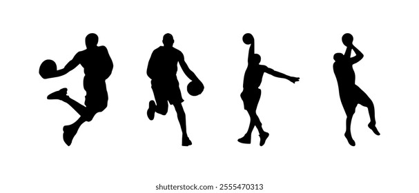 Basketball player black icon on white background. Man basketball player silhouette vector
