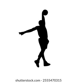 Basketball player black icon on white background. Man basketball player silhouette vector
