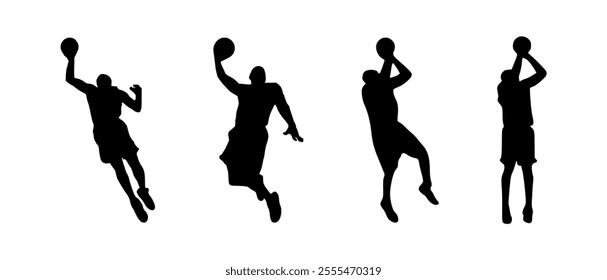 Basketball player black icon on white background. Man basketball player silhouette vector
