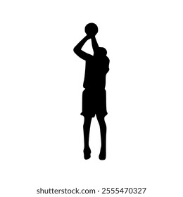 Basketball player black icon on white background. Man basketball player silhouette vector
