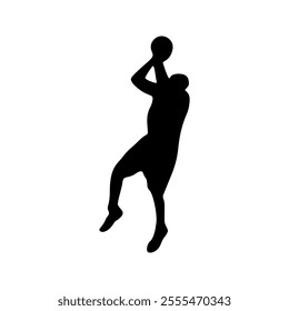 Basketball player black icon on white background. Man basketball player silhouette vector
