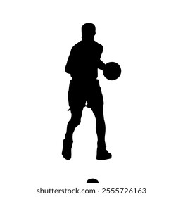 Basketball player black icon on white background. Male Basketball Player Silhouette