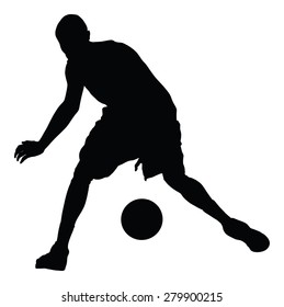 Basketball player black silhouette vector illustration isolated on white background.