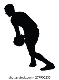 Basketball player black silhouette vector illustration isolated on white background.
