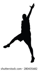 Basketball player black silhouette vector illustration isolated on white background.