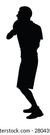 Basketball player black silhouette vector illustration isolated on white background.
