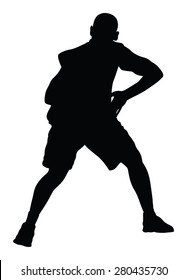 Basketball player black silhouette vector illustration isolated on white background.