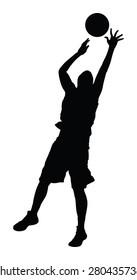 Basketball player black silhouette vector illustration isolated on white background.