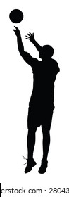 Basketball player black silhouette vector illustration isolated on white background.