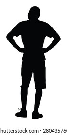 Basketball player black silhouette vector illustration isolated on white background.