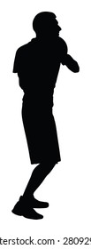 Basketball player black silhouette vector illustration isolated on white background.