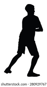 Basketball player black silhouette vector illustration isolated on white background.