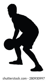 Basketball player black silhouette vector illustration isolated on white background.