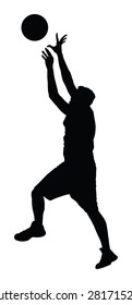 Basketball player black silhouette vector illustration isolated on white background.