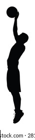 Basketball player black silhouette vector illustration isolated on white background.