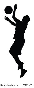 Basketball player black silhouette vector illustration isolated on white background.