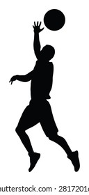 Basketball player black silhouette vector illustration isolated on white background.