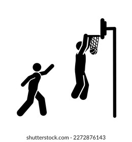  El jugador de baloncesto es un icono negro y simple sobre fondo blanco. Ilustración vectorial.