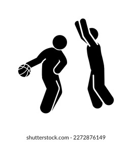  El jugador de baloncesto es un icono negro y simple sobre fondo blanco. Ilustración vectorial.