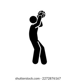  Basketballspieler, schwarz, einfache Symbol auf weißem Hintergrund. Vektorgrafik.