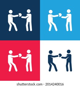 Basketball Player blue and red four color minimal icon set