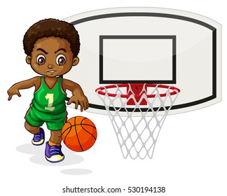 Basketball player bouncing the ball  illustration