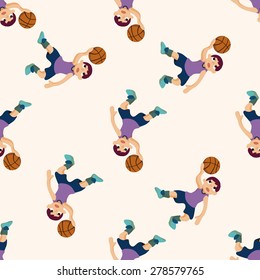 basketball player, cartoon seamless pattern background
