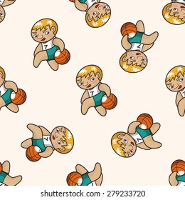 basketball player , cartoon seamless pattern background