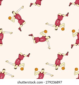 basketball player , cartoon seamless pattern background