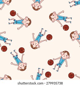 basketball player , cartoon seamless pattern background