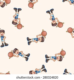 basketball player , cartoon seamless pattern background