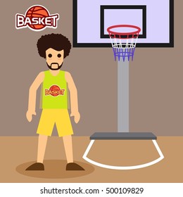 Basketball player in cartoon style