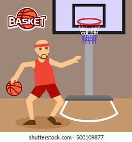 Basketball player in cartoon style