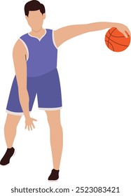Basketball Player Character Cartoon Illustration. Isolated Vector Design.