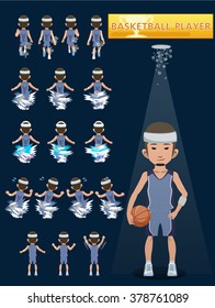 Basketball player character design and raced to the scene. Concept for the game and illustration.