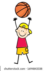 basketball player, color vector illustration on white background
