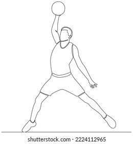 Basketballspieler, fortlaufende Linie, Vektorgrafik