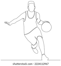 Basketball player continuous line drawing vector line art