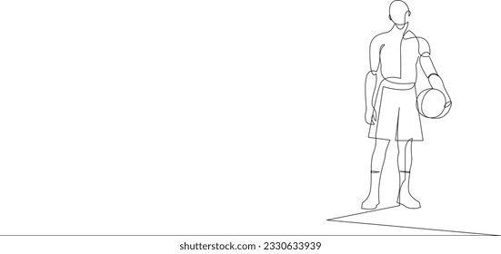 Basketball player continuous one line drawing. Minimalist vector illustration.