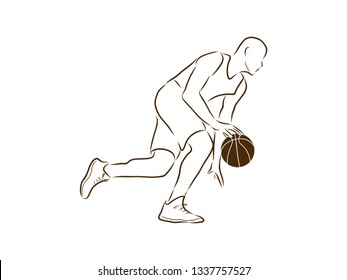 basketball player contour, vector