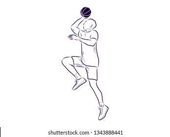 Basketball player contour, vector illustration