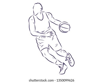 Basketball player contour, vector illustration