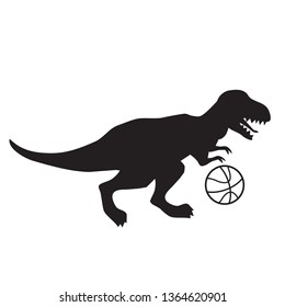 Basketball player dinosaur silhouette vector illustration