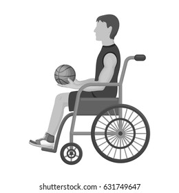 Basketball player disabled.Basketball single icon in monochrome style vector symbol stock illustration web.