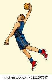 Basketball Player Doing Slam Dunk