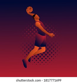 Un jugador de baloncesto está haciendo un pedazo de bala para dispararle a la canasta