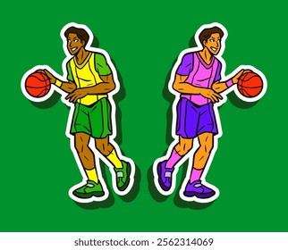 Basketball Player Doodle Sticker Illustration